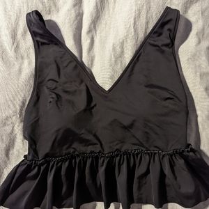 Kortni Jeane Large Black Peplum Swimsuit Top